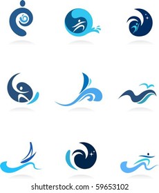 Wave, Surf And Flow Icons
