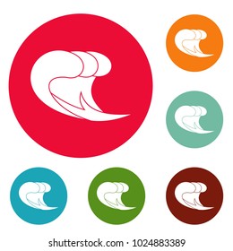 Wave surf icons circle set vector isolated on white background