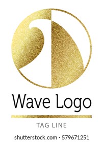 wave surf logo in gold