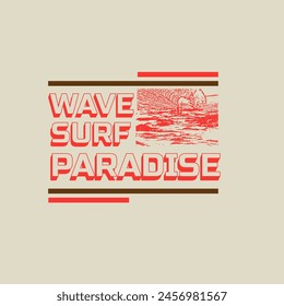 Wave Surf Paradise summer beach ocean typography t shirt design