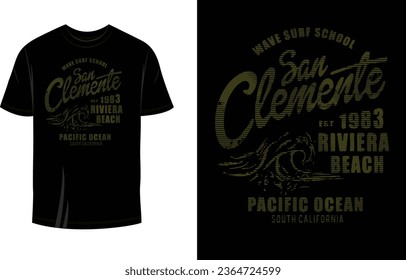Escuela De Surf De Onda San Clemente Imprimir Preparado Para El Diseño De Camisas Para Hombre, Mujer