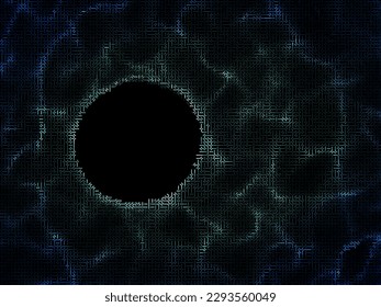 Wave surface with Round hole. Circular complex lines design. Linear Vector illustration.