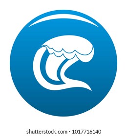 Wave surfing icon vector blue circle isolated on white background 