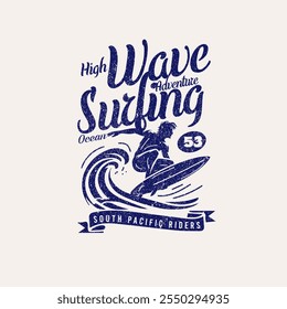 Wave Surfing Surfista oceânico imprimir gráfico tee cartaz design