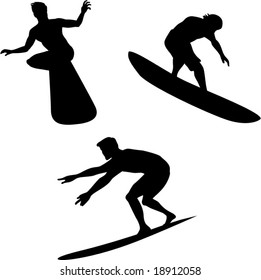 Wave surfing silhouette