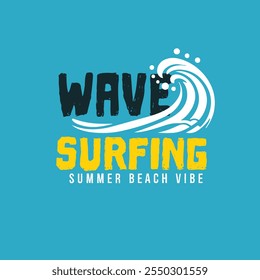 Impresión gráfica de ambiente de playa de verano de Wave Surfing