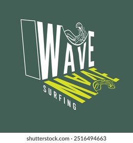 Wave surf tipografia verão lettering ondas cartaz design