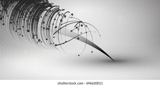 Wave. Swirl with connected line and dots. Wired structure. Connection concept. Technology background. Vector illustration.