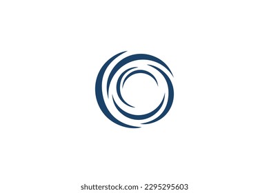 Diseño del logotipo de Wave swirl sobre fondo blanco