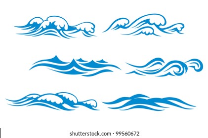 Wave symbols set for design isolated on white background, such  emblem or logo template. Jpeg version also available in gallery