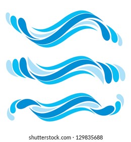 Wave symbols set, vector.