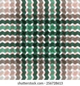 Wave tartan green, brown gradient background, seamless pattern. Vector 