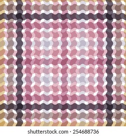 Wave tartan pink, brown gradient background, seamless pattern. Vector 