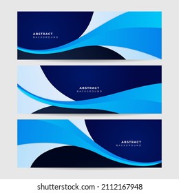 Wave Tech Dark Blue Abstract Memphis Geometric Wide Banner Design Background