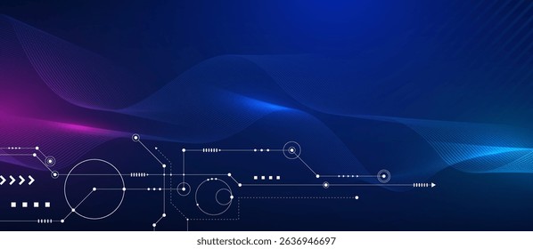 Wave technology graphic design background. Vector illustration. Vector Abstract technology circuit lines. Technology vector background.Eps10 vector illustration.