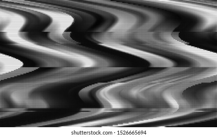 Wave television interference. Broken video signal. Error playing online digital broadcast. Vector illustration.