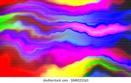 Interferencia de la televisión ondulada. Fondo de textura de brillo de píxeles. Distorsión digital de la grabación de video rota. Ilustración vectorial.
