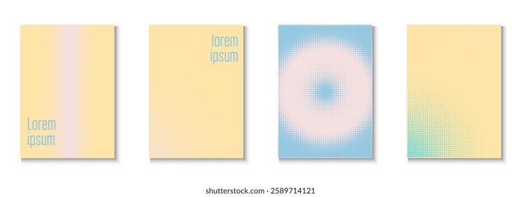 Wave Template Set. Color Art With Memphis Elements. Dynamic Frame For Annual Invitation. Business Flyer. Minimalist Music Poster. Geometric Party Cover. Trendy Wave Template