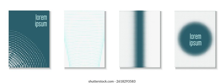 Wave Template Set. Cool Circles In Minimal Layout. Dynamic Design For Hipster Folder. Graphic Flyer. Minimalist Halftone Background. Geometric Music Cover. Trendy Wave Template