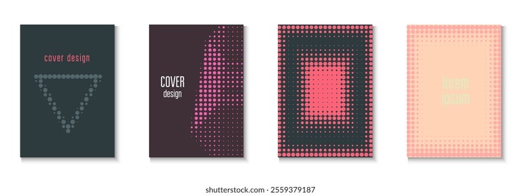 Wave Template Set. Modern Tech With Simple Shapes. Linear Shapes In Annual Frame. Dot Flyer. Minimalist Line Background. Geometric Graphic Pattern. Trendy Wave Template