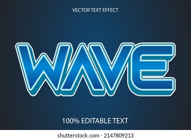 Wave Text Effect With Blue Color For Logo.