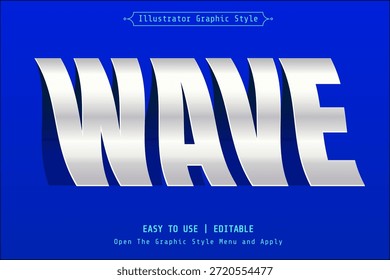 Wave Text Effect with Smooth Curved Typography on Blue Background