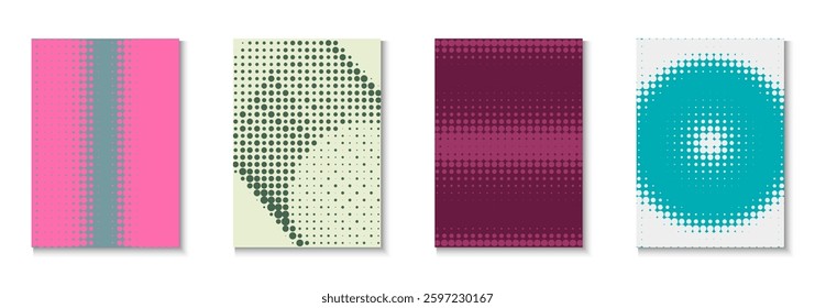 Wave Texture Set. Modern Tech With Simple Shapes. Young Hipster Design On Annual Page. Party Flyer. Minimalist Line Pattern. Geometric Dot Cover. Trendy Wave Texture