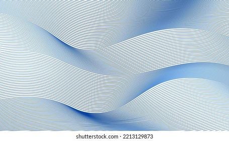 Wave textured blue background. Abstract modern sea waves and lines pattern template. Vector stripes illustration.