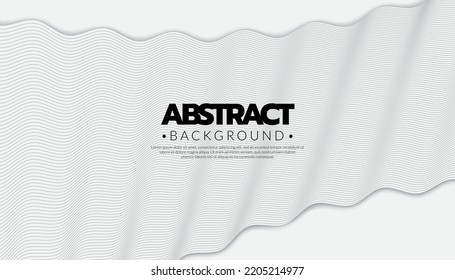 Wave textured white background. Abstract modern grey white waves and lines pattern template. Minimalist concept. Vector illustration.