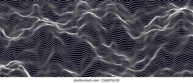 Wave Thin Lines Curve Pattern Background. Minimal Contour Lines Texture. Abstract Vector Illustration.