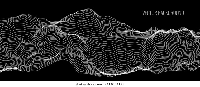 Wave Thin Lines Curve Pattern Background. Minimal Contour Lines Texture. Abstract Vector Illustration.