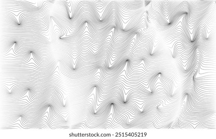 Fundo de padrão de curva pontiaguda de linhas finas de onda. Textura Mínima Das Linhas De Contorno. Ilustração de vetor abstrata.