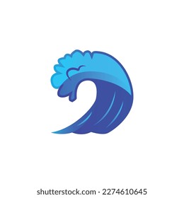 Wave and tide blue icon illustration