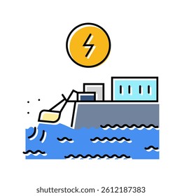 wave transmission tidal power color icon vector. wave transmission tidal power sign. isolated symbol illustration