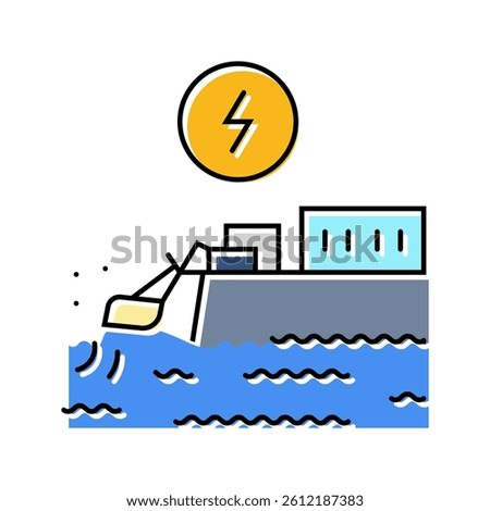 wave transmission tidal power color icon vector. wave transmission tidal power sign. isolated symbol illustration
