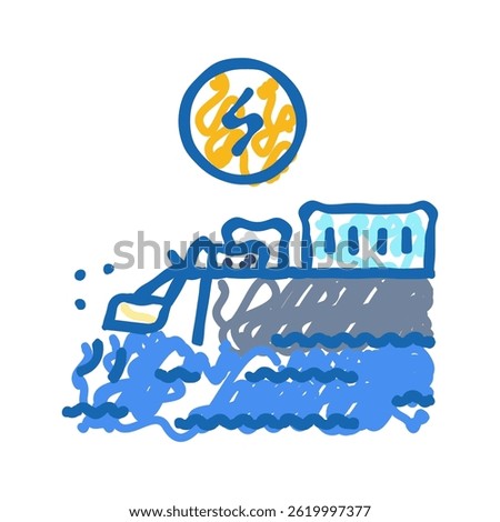 wave transmission tidal power doodle icon sketch vector. wave transmission tidal power sign. isolated symbol illustration