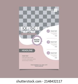 Wave Travel Tour Holiday Vacation Flyer Brochure Poster Blank Space Design Template
