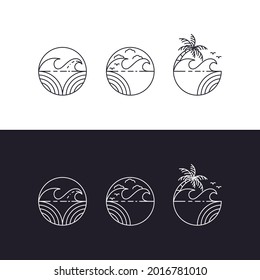 Wave Tree Logo design template 