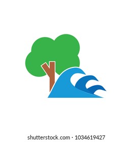 Wave Tree Logo Icon Design