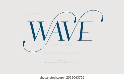 Wave typography beauty fashion elegant minimalist serif italic fonts decorative wedding vintage retro logos. Minimal luxury font alphabet logo. Vector illustration