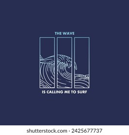 THE WAVE , typography, t-shirt graphics, vectors ,illustration.