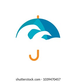 Wave Umbrella Logo Icon Design
