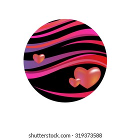 wave vector background love heart cute pink