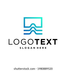 wave and vector. business logo design