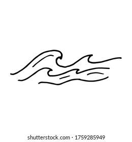 Wave vector doodle, beach,sea,ocean icon for web and mobile app on white background