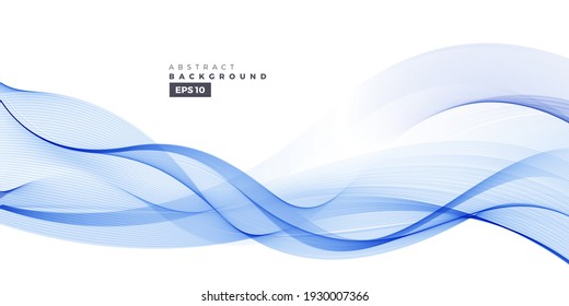 Wave Vector Element With Abstract  Blue Lines For Website, Banner And Brochure, Curve Flow Motion Illustration, Transparent Vector Lines, Abstract Background Design.