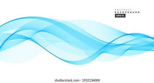 Wave vector element with abstract blue lines for website, banner and brochure, Curve flow motion illustration, Vector lines, Modern background design.