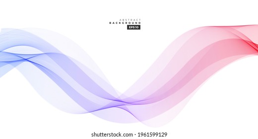 Wave vector element with abstract blue and red lines for website, banner and brochure, Curve flow motion illustration, Vector lines, Creative background design.
