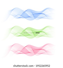 Wave vector element with abstract colorful line set for website, banner and brochure, Curve flow motion illustration, Smoke design, Vector lines, Modern background design.