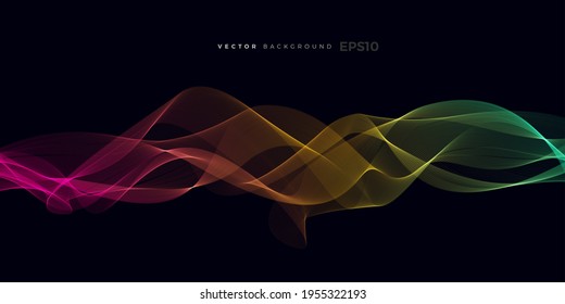 Wave vector element with abstract colorful shiny gradient lines for website, banner and brochure, Curve flow motion illustration, Vector lines, Modern background design.